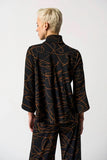 Joseph Ribkoff 233270 Black/Toffee Scribble Print 3/4 Tulip Sleeve Jacket