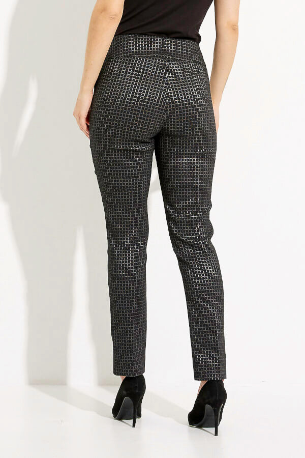 Joseph Ribkoff 233284 Black/Silver Check Pull On Slim Cropped Pants