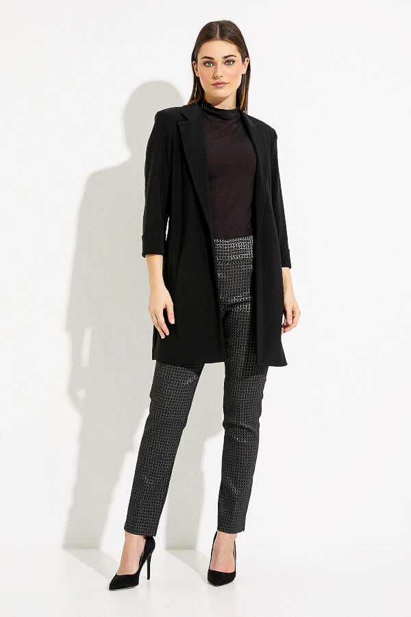 Joseph Ribkoff 233284 Black/Silver Check Pull On Slim Cropped Pants