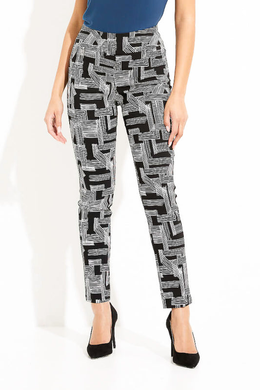 Joseph Ribkoff 233285 Black/Vanilla Abstract Linear Print Pants