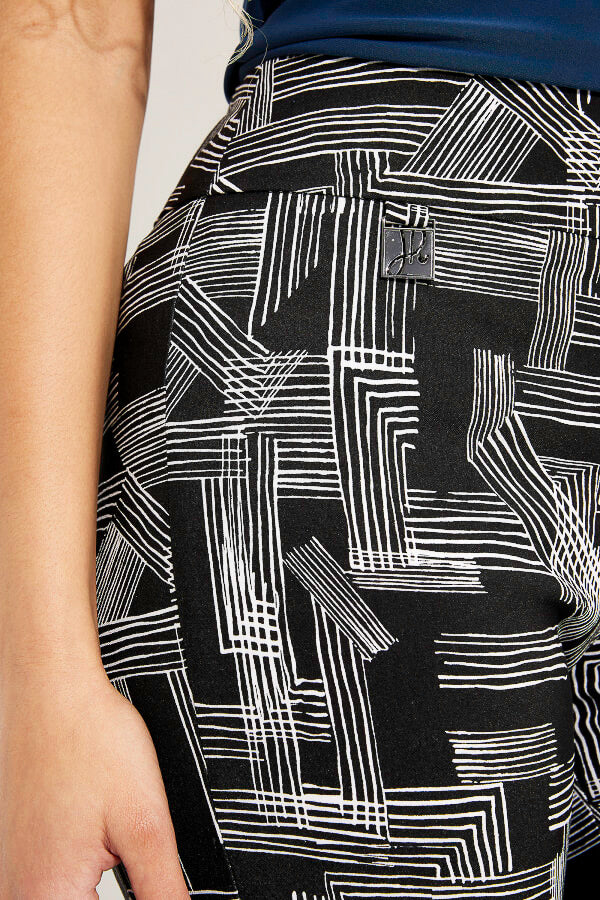 Joseph Ribkoff 233285 Black/Vanilla Abstract Linear Print Pants