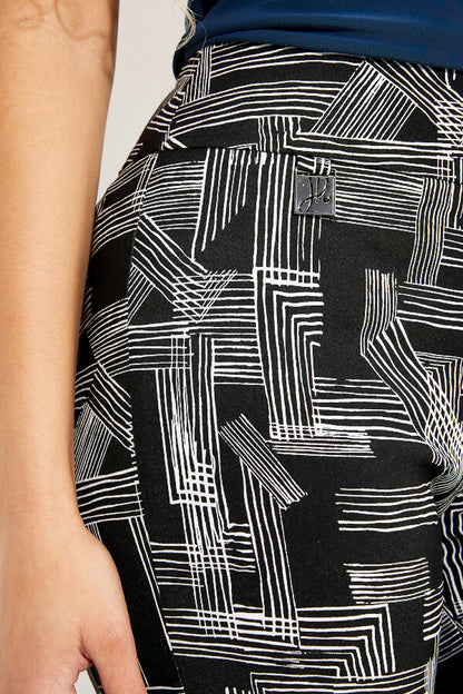 Joseph Ribkoff 233285 Black/Vanilla Abstract Linear Print Pants