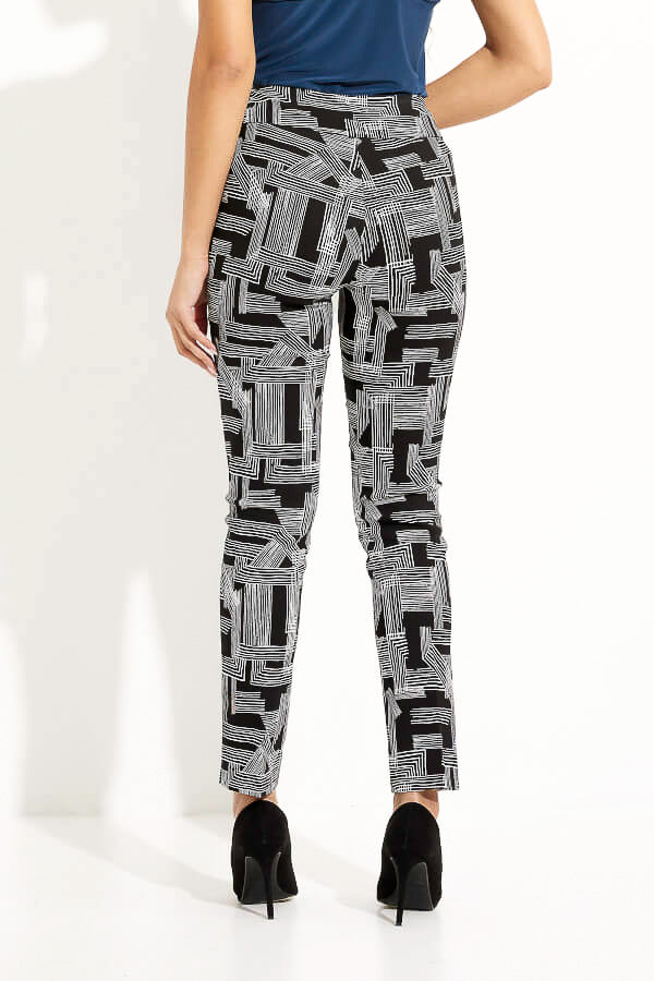 Joseph Ribkoff 233285 Black/Vanilla Abstract Linear Print Pants
