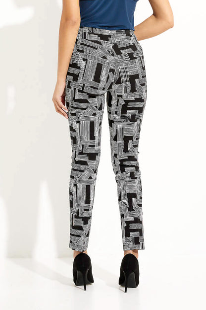 Joseph Ribkoff 233285 Black/Vanilla Abstract Linear Print Pants