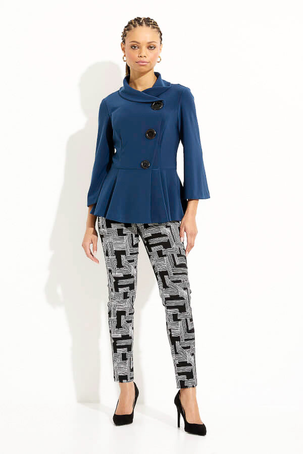 Joseph Ribkoff 233285 Black/Vanilla Abstract Linear Print Pants