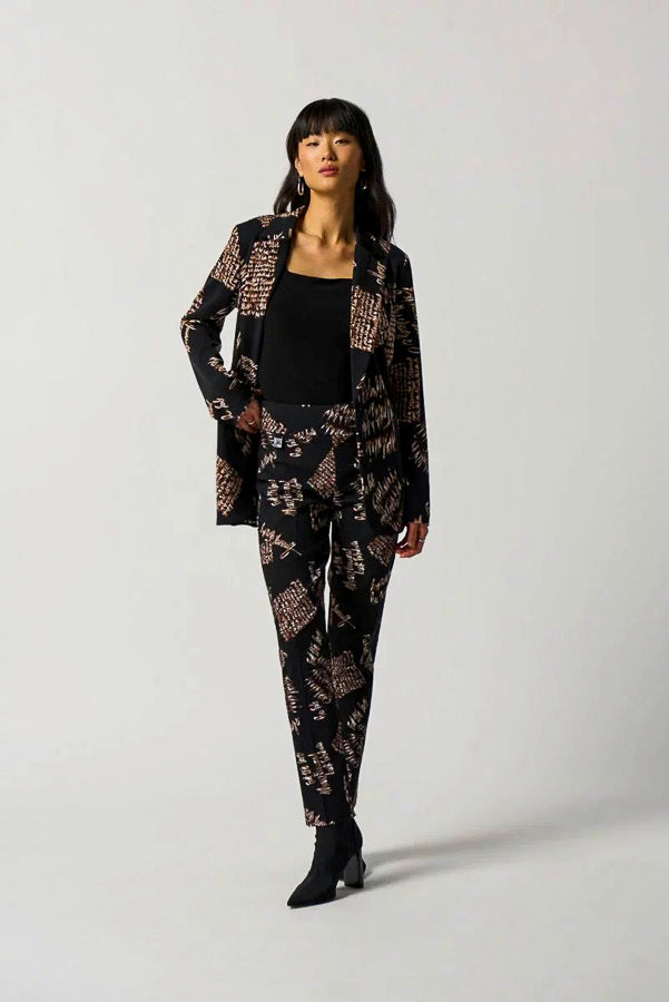 Joseph Ribkoff 233286 Black/Multi Script Print Slim Ankle Pants