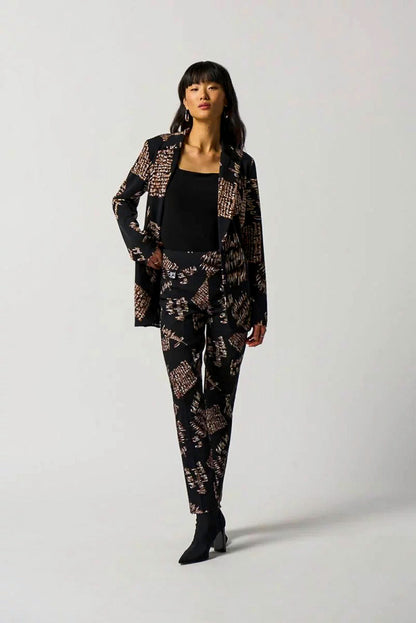 Joseph Ribkoff 233286 Black/Multi Script Print Slim Ankle Pants