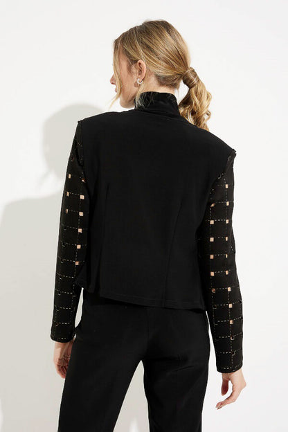 Joseph Ribkoff 233291 Black/Gold Cutout Faux Suede Sleeve Jacket