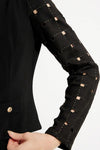 Joseph Ribkoff 233291 Black/Gold Cutout Faux Suede Sleeve Jacket