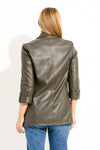 Joseph Ribkoff 233963 Faux Leather Open Front Blazer Jacket