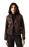 Joseph Ribkoff 233969 Mocha Faux Leather Moto Jacket