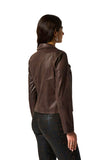 Joseph Ribkoff 233969 Mocha Faux Leather Moto Jacket