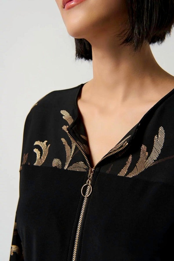 Joseph Ribkoff 234090 Black/Multi Baroque Tunic Top