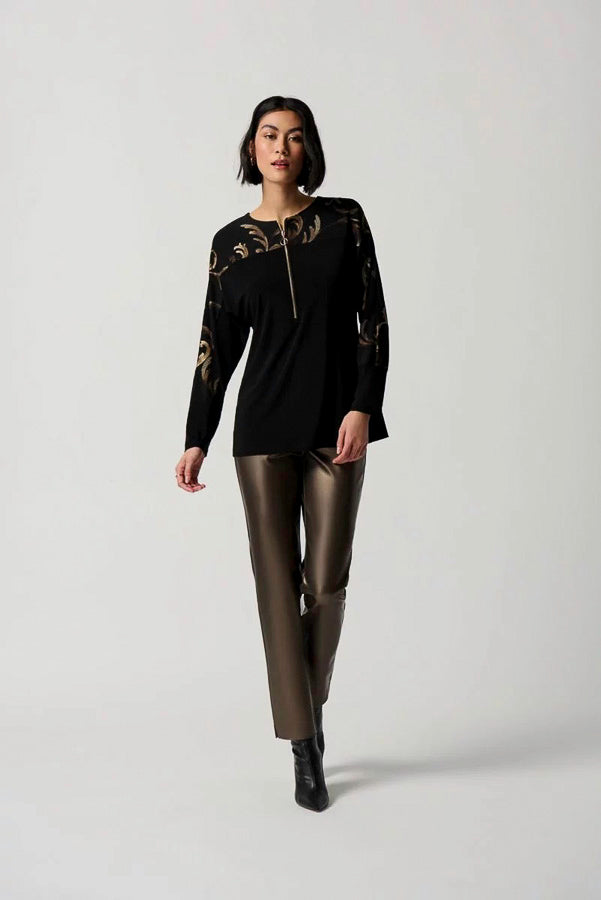 Joseph Ribkoff 234090 Black/Multi Baroque Tunic Top
