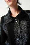 Joseph Ribkoff 234105 Black/White Speckled Knit Trapeze Jacket