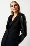 Joseph Ribkoff 234119 Black Faux Leather Blazer Jacket