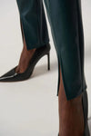 Joseph Ribkoff 234148 Faux Leather Split Front Pull On Skinny Ankle Pants