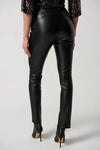 Joseph Ribkoff 234148 Faux Leather Split Front Pull On Skinny Ankle Pants