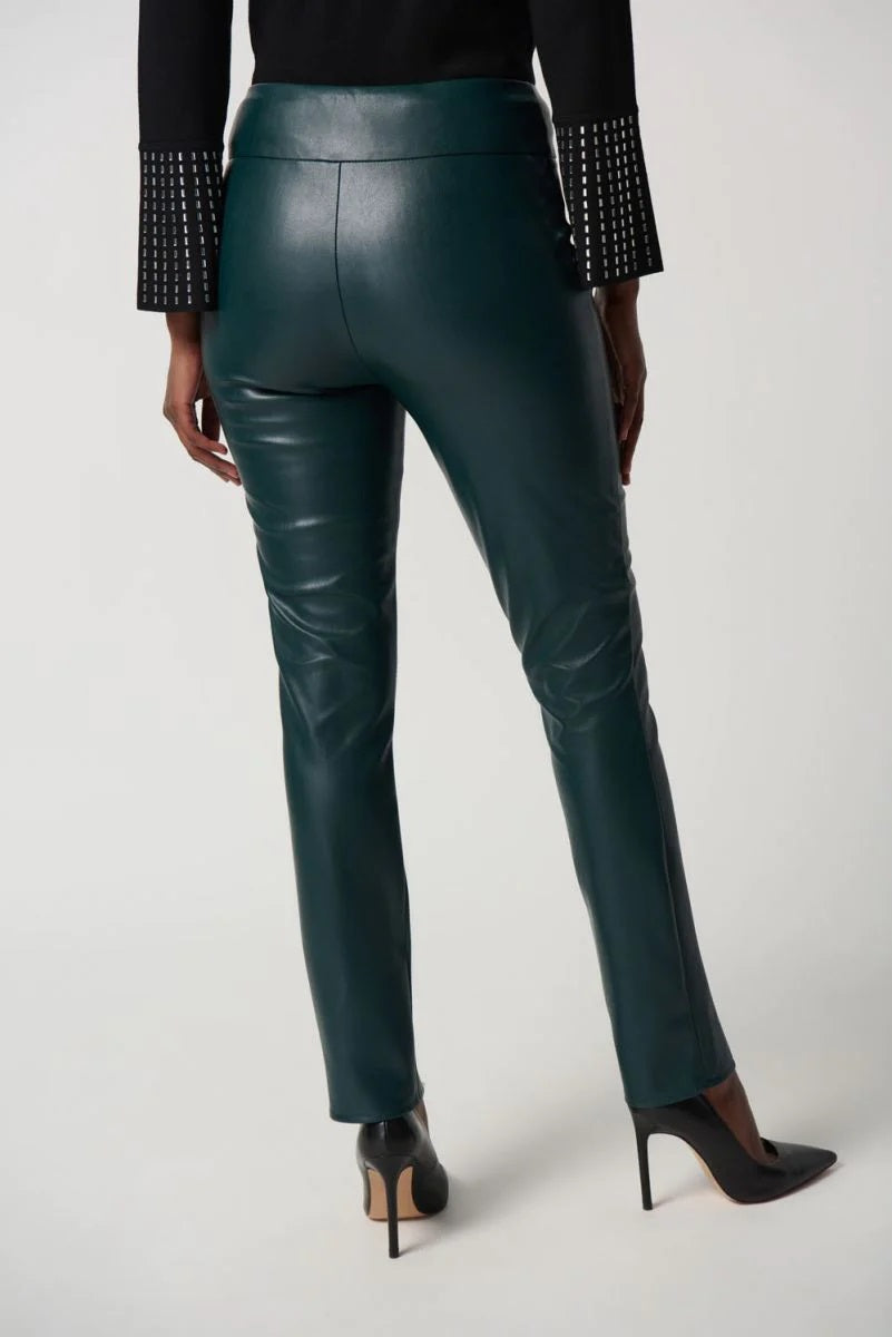 Joseph Ribkoff 234148 Faux Leather Split Front Pull On Skinny Ankle Pants
