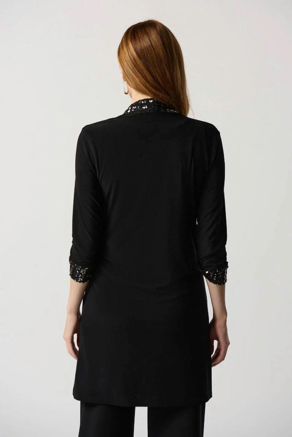 Joseph Ribkoff 234189 Black/Gold Sequined Longline Twin Set Jacket