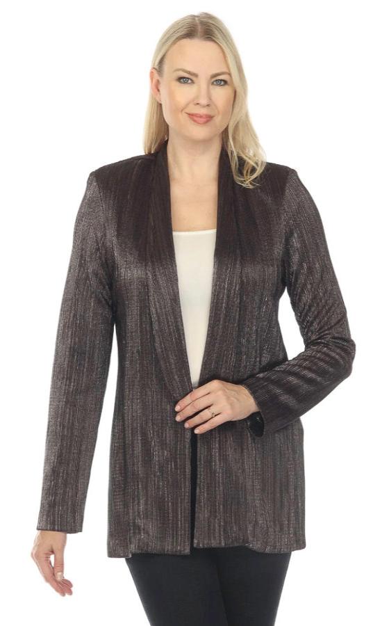 Joseph Ribkoff 234219 Dark Grey Metallic Textured Blazer Jacket