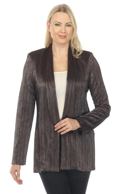 Joseph Ribkoff 234219 Dark Grey Metallic Textured Blazer Jacket