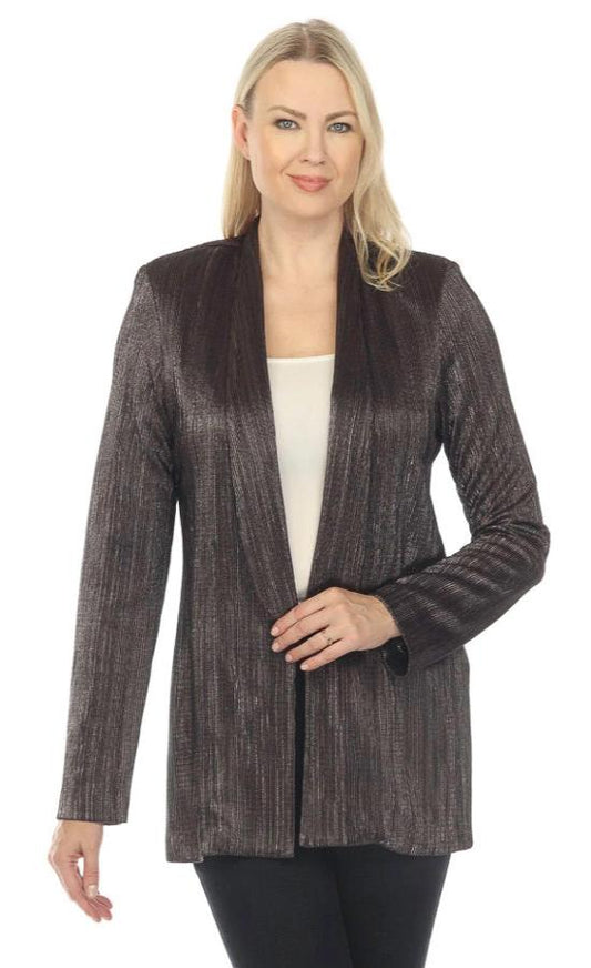 Joseph Ribkoff 234219 Dark Grey Metallic Textured Blazer Jacket