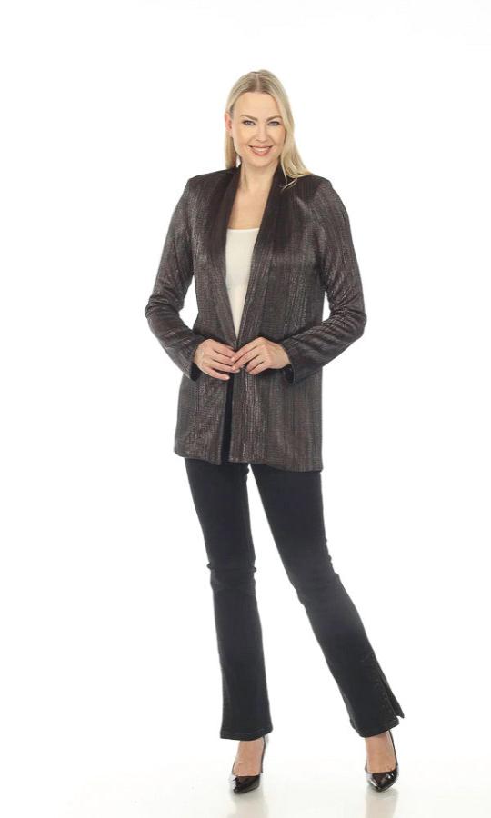 Joseph Ribkoff 234219 Dark Grey Metallic Textured Blazer Jacket