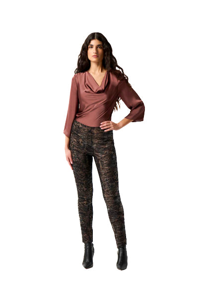 Joseph Ribkoff 234243 Black/Multi Animal Print Stretch Pull On Pants
