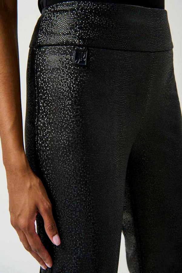 Joseph Ribkoff 234264 Black Faux Leather Pull On Slim Straight Ankle Pants