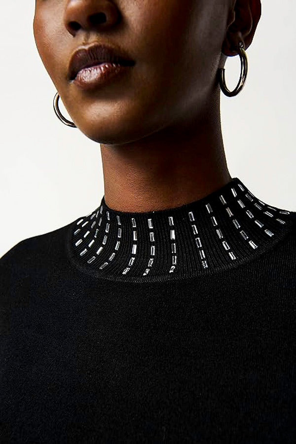Joseph Ribkoff 234920 Embellished Mock Neck Sweater Top
