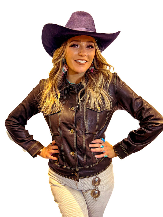 ABF 0935 Dark Chocolate Levi Inspired Leather Jacket