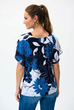 Joseph Ribkoff 231211 Vanilla/Multi Floral Print Cold-Shoulder Sleeve Top