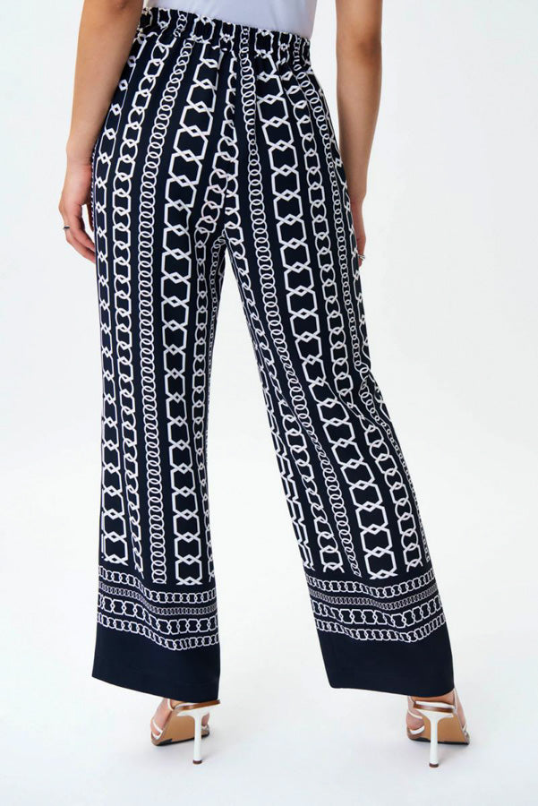 Joseph Ribkoff 231198 Midnight Blue/Multi Chain Print Pull On Pants