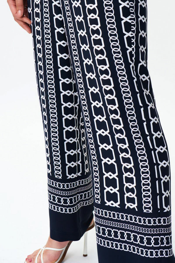 Joseph Ribkoff 231198 Midnight Blue/Multi Chain Print Pull On Pants