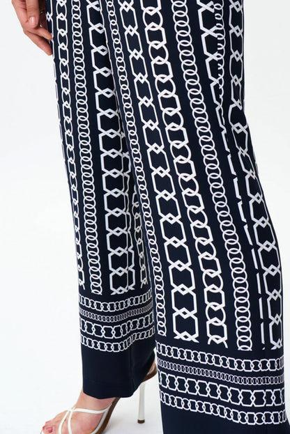 Joseph Ribkoff 231198 Midnight Blue/Multi Chain Print Pull On Pants
