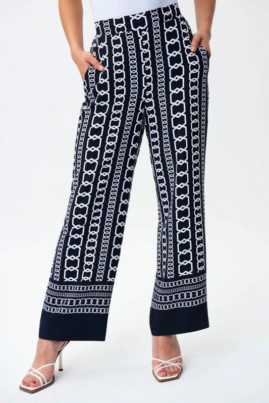 Joseph Ribkoff 231198 Midnight Blue/Multi Chain Print Pull On Pants