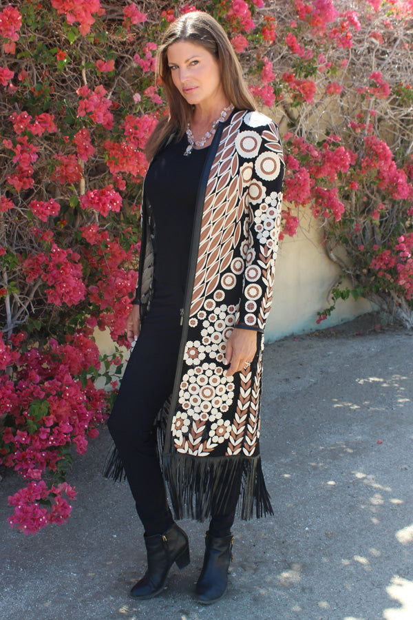 ABF Amanda Leather Duster with Bottom Fringe 0917