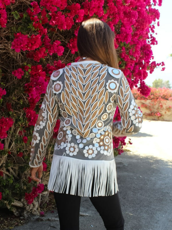 ABF Amanda Short Leather Jacket with Bottom Fringe 0919