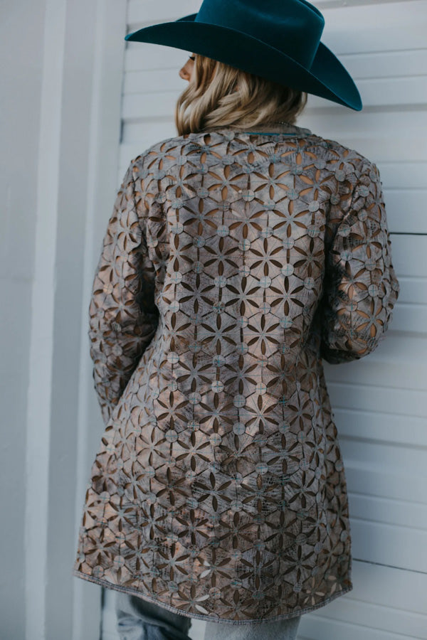 ABF 0926 Bronze with Turquoise Trim Leather Jacket