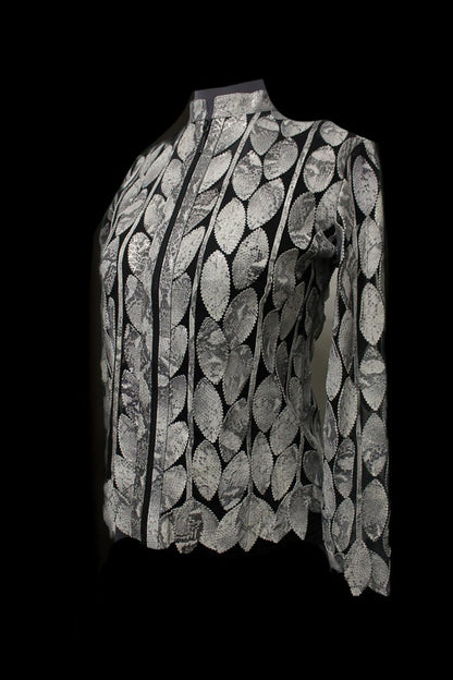 ABF Short Leaf Leather Jacket with Zipper 11910056