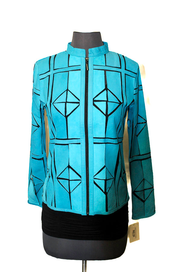 ABF 0930 Geometric Short Leather Jacket