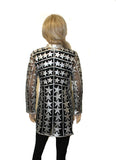 ABF 0932 Silver Stars Long Leather Jacket