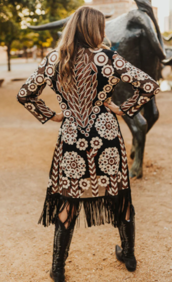 ABF Amanda Leather Duster with Bottom Fringe 0917