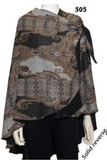 Cashmere Reversible Printed Buckle Cape Shawl