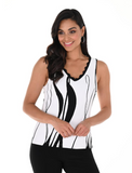 Frank Lyman 246404-1 White/Black Print Knit Tank