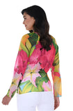 Frank Lyman 246483 Pink/Multi-Color Floral Print Sheer Top
