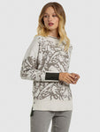 Nic + Zoe H201141 Neutral/Multi-Color Printed Knit Sweater Top