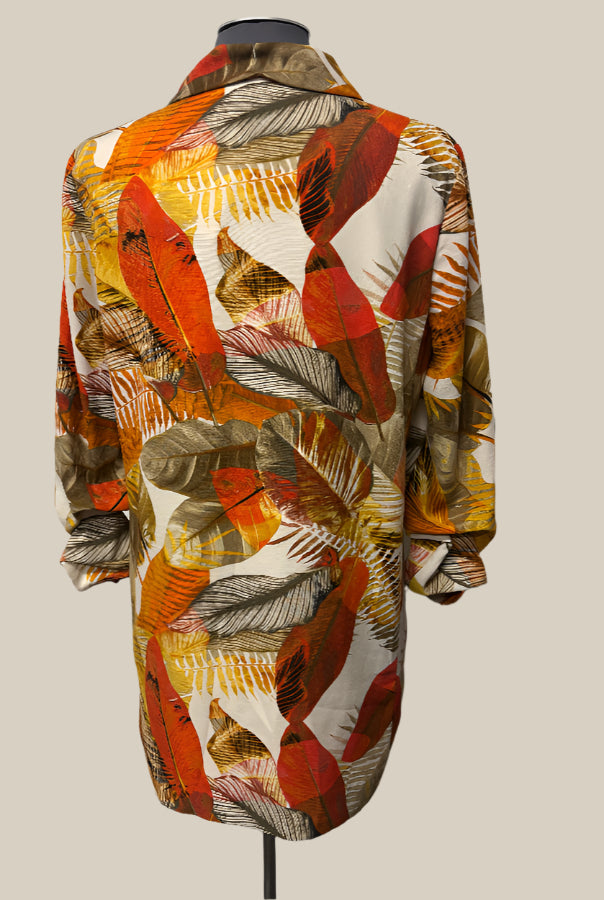Joseph Ribkoff 212001 Brown/Multi Leaf Print Blazer Jacket