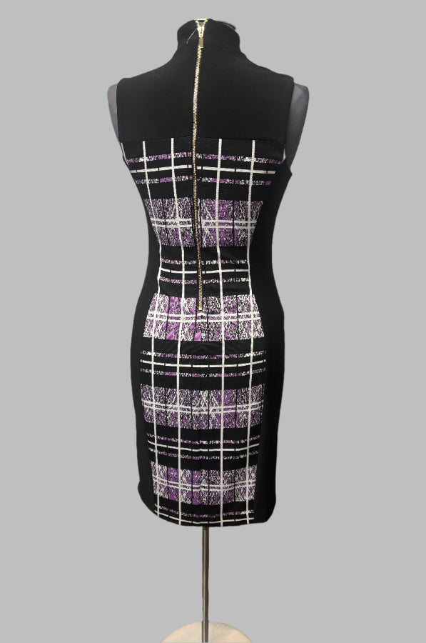 Joseph Ribkoff 191756 Purple/Black Print Sleeveless Dress